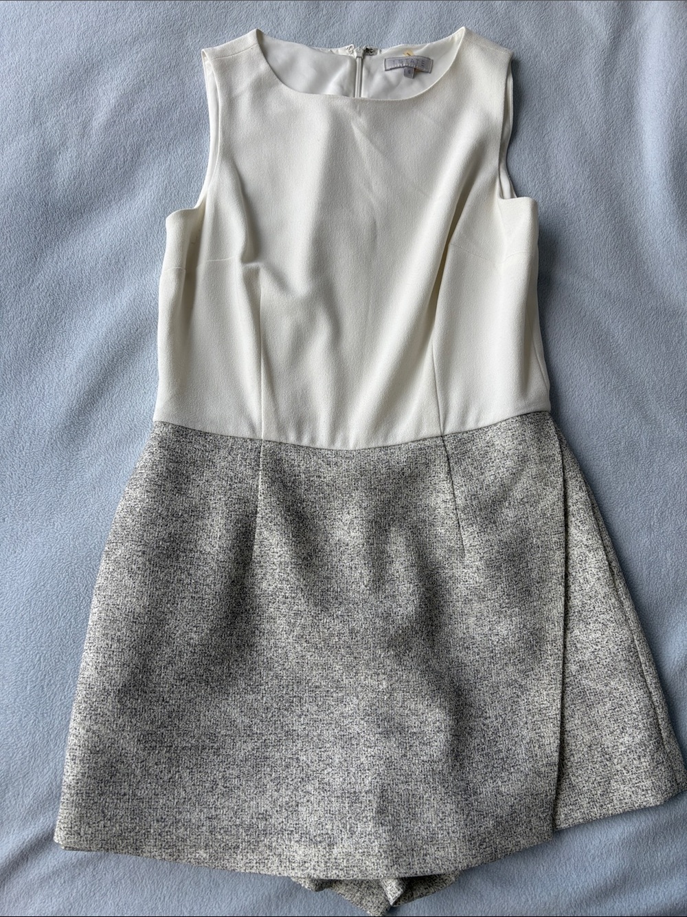 Sleeveless Cream and Gray Textured Romper